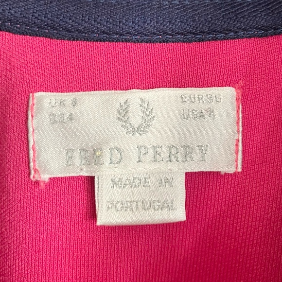 Fred Perry Pink Navy Blue Stripe Zip Up Track Jacket  US Size 4 / UK Size 8 - Picture 6 of 9